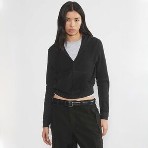 TNA Waffle Zip Hoodie Black | Aritzia Thermal Knit Hooded Jacket S